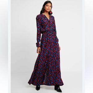 FABIENNE CHAPOT  Red and Blue Patterned LISELOTTE Maxi Dress